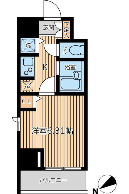 CITY SPIRE新富町(1K/10階)の間取り写真