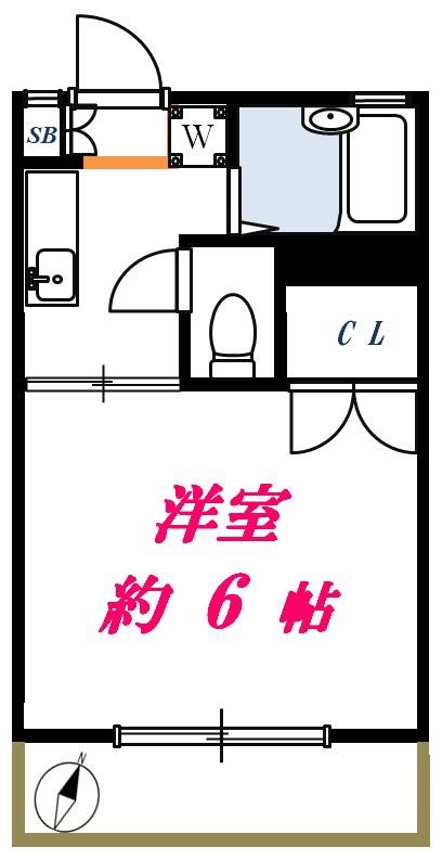 パークサイド駒沢B(1K/1階)の間取り写真