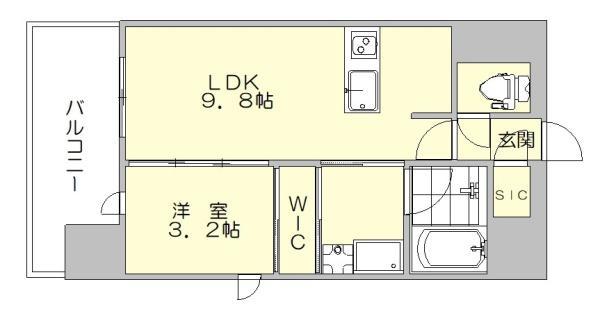 デュ・レジア博多レジデンス(1LDK/9階)の間取り写真