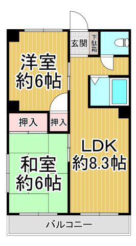サカセイーストビル(2LDK/4階)の間取り写真