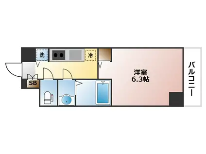 エスリード難波セントラル(1K/11階)の間取り写真