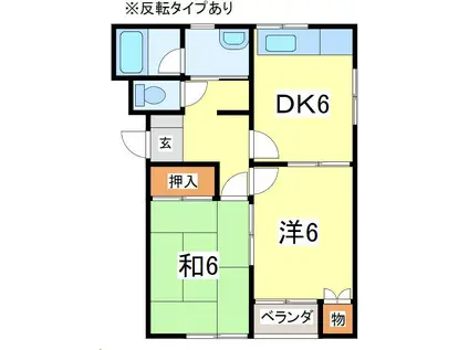 ビアーンIII(2DK/2階)の間取り写真