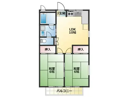 メイプルハイツ(2LDK/2階)の間取り写真