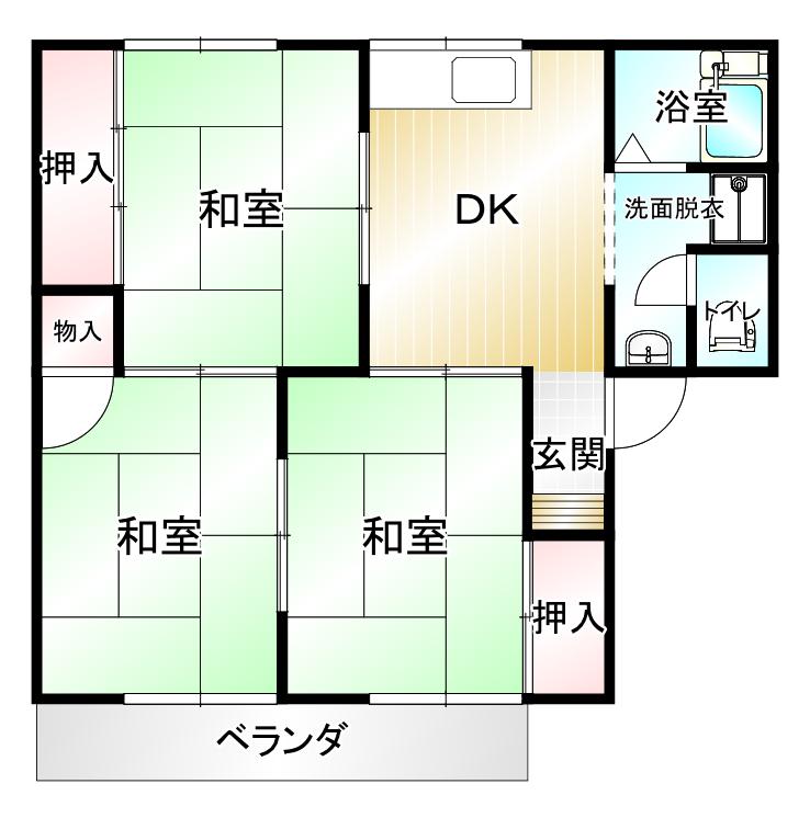 セジュール作町(3DK/2階)の間取り写真