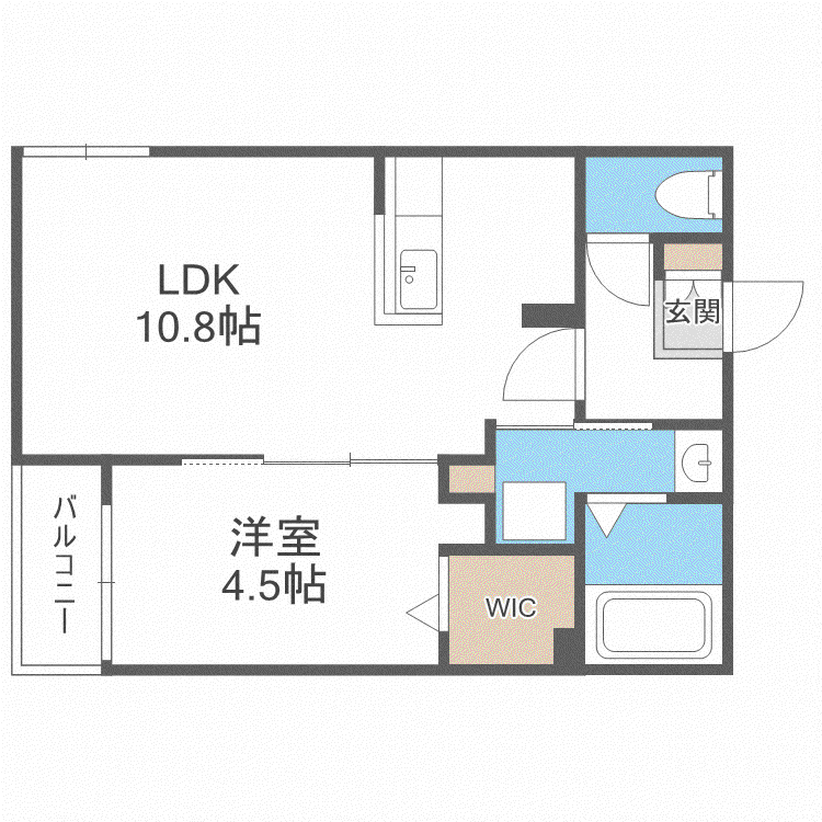 サリーレ新札幌B(1LDK/4階)の間取り写真