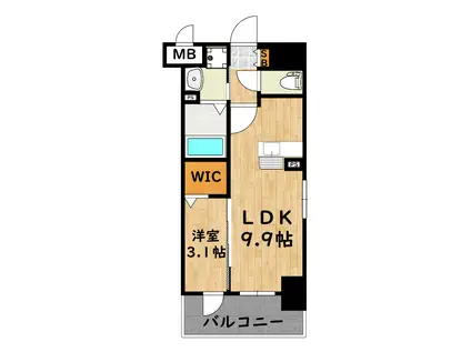 サーレ薬院(1LDK/6階)の間取り写真