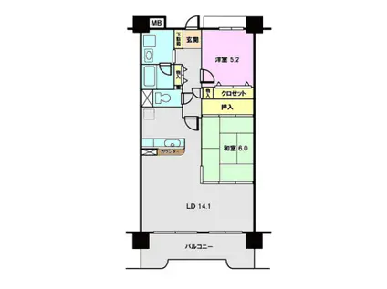 シャンボール志木(2LDK/1階)の間取り写真