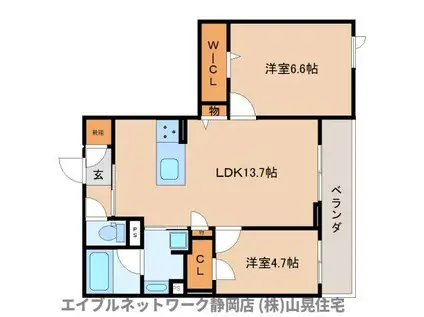 アトリエール沓谷(2LDK/3階)の間取り写真