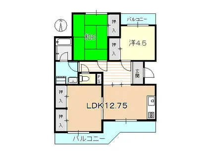 レジデンス中泉(2LDK/2階)の間取り写真
