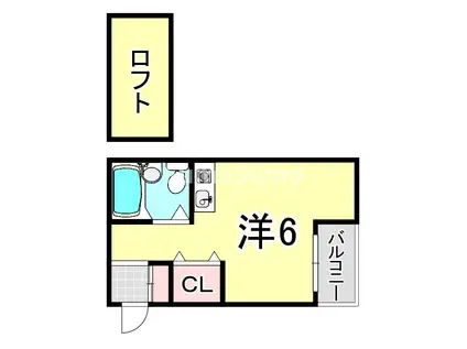 トクワI(ワンルーム/2階)の間取り写真