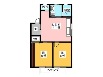 コーポ日吉A(2LDK/1階)の間取り写真