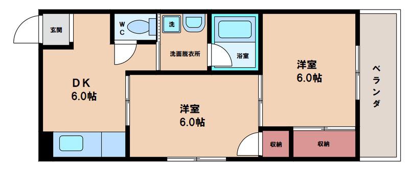 パルク長居(2DK/3階)の間取り写真