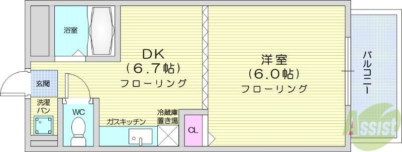 小松島アベニュー(1DK/2階)の間取り写真
