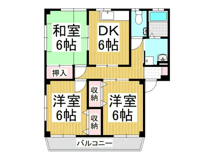 コーポ桜田(3DK/2階)の間取り写真