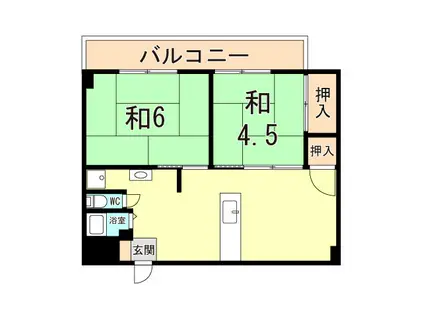 桑の木マンション(2LDK/5階)の間取り写真