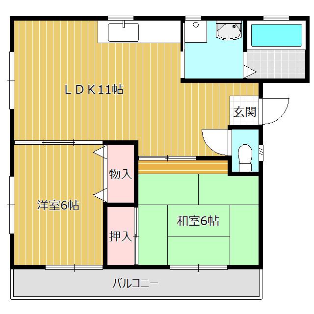 ピュアハイツA(2LDK/2階)の間取り写真