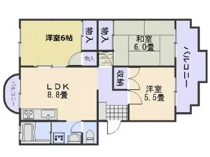 新納マンション(3LDK/4階)の間取り写真