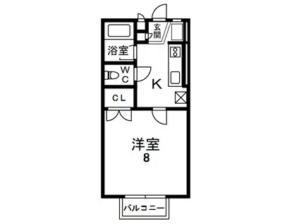 パークウッドKII(1K/2階)の間取り写真