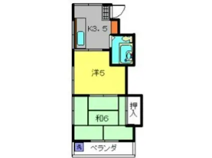 サンビレイ6(2K/2階)の間取り写真