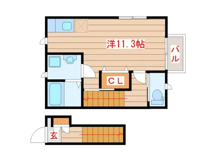 クレストール越路(ワンルーム/2階)の間取り写真