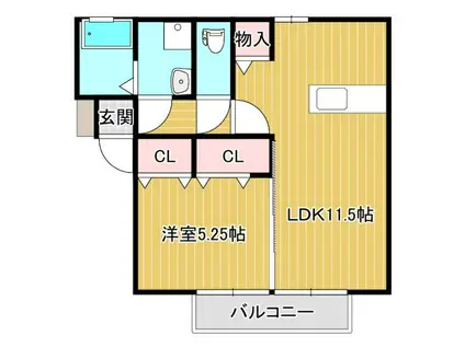 ルピナ竹松本町B(1LDK/2階)の間取り写真