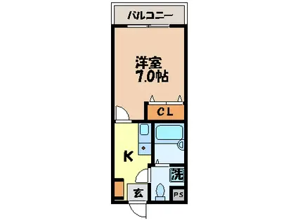 カルディア宇都(1K/4階)の間取り写真