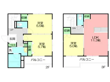 ブラッサム東海岸(3LDK/2階)の間取り写真