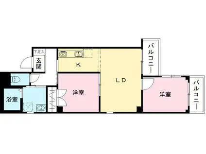 フラットK(2LDK/2階)の間取り写真