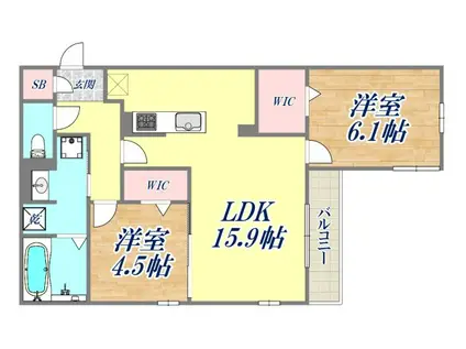 クラシスト甲子園一番町2(2LDK/3階)の間取り写真