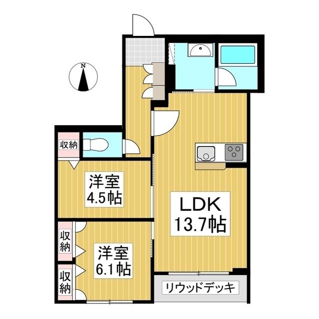 カルムメゾン(2LDK/1階)の間取り写真