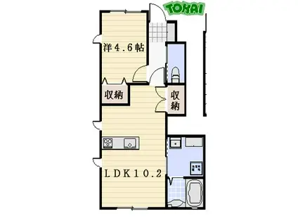 カーサ・ジュラーレB(1LDK/1階)の間取り写真