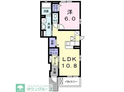 カルムコリーヌII(1LDK/1階)の間取り写真