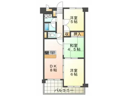 カサベラ甲南(3DK/11階)の間取り写真