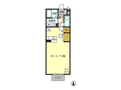 ジューンベリー(ワンルーム/1階)の間取り写真