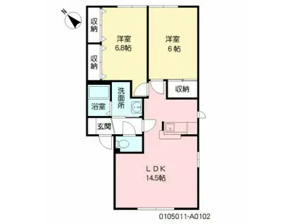 エティンセラー21A棟(2LDK/1階)の間取り写真