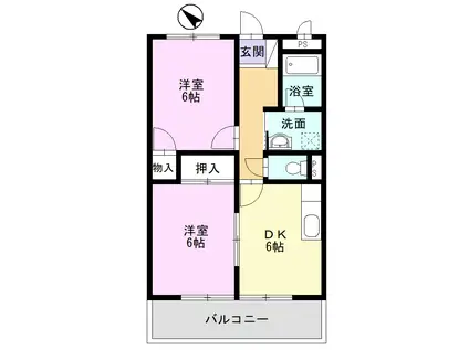 レジデンス落合A(2DK/2階)の間取り写真