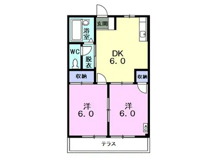 マルアンハイツNO.2(2DK/1階)の間取り写真