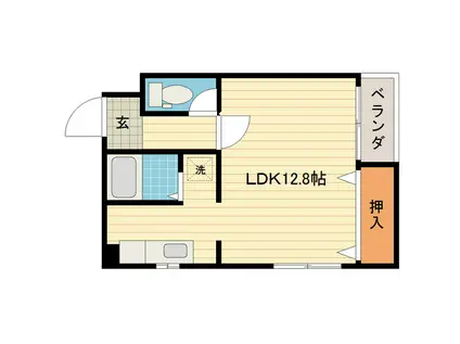 ミルフィーユ(ワンルーム/1階)の間取り写真