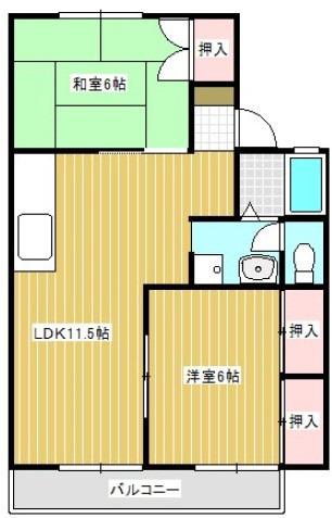 パークハウス三宅(2LDK/2階)の間取り写真
