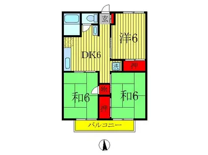 モアハイツ(3DK/1階)の間取り写真