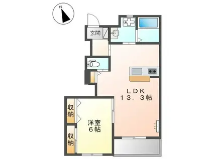 シャルム(1LDK/1階)の間取り写真