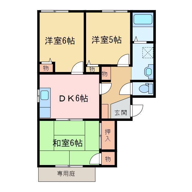 ヴィラ新須賀(3DK/1階)の間取り写真