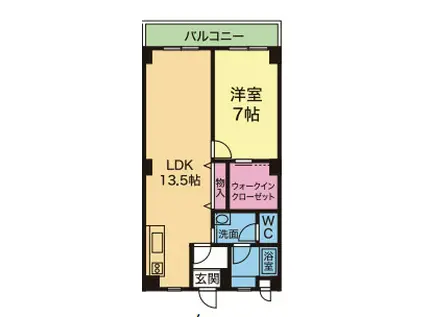 YKビル(1LDK/4階)の間取り写真