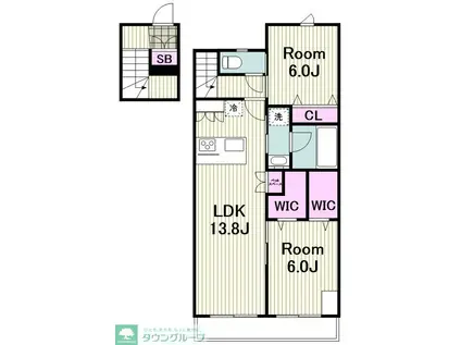 カーサ・アデール(2LDK/2階)の間取り写真