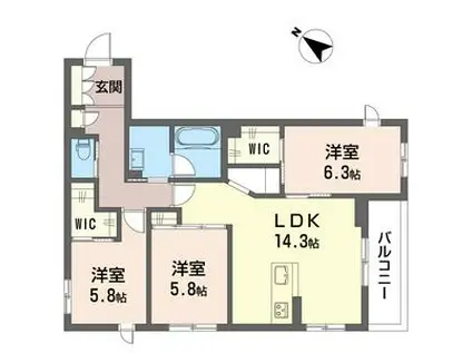 NレジデンスI(3LDK/3階)の間取り写真