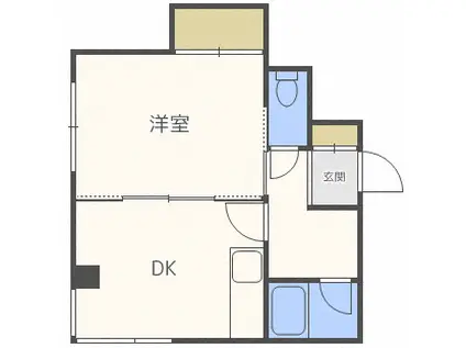 フォレスト医大前(1DK/2階)の間取り写真