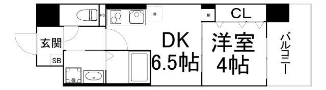 エグゼ大阪CITYオースティン(1DK/2階)の間取り写真