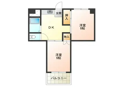 オークフィールド勝浦(2DK/3階)の間取り写真