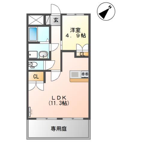 ロイヤルハイツ(1LDK/1階)の間取り写真