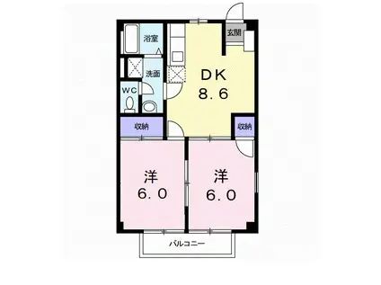 ニューシティ和田山(2DK/1階)の間取り写真
